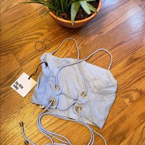 Summertime crop shirt with wrap around waist ties